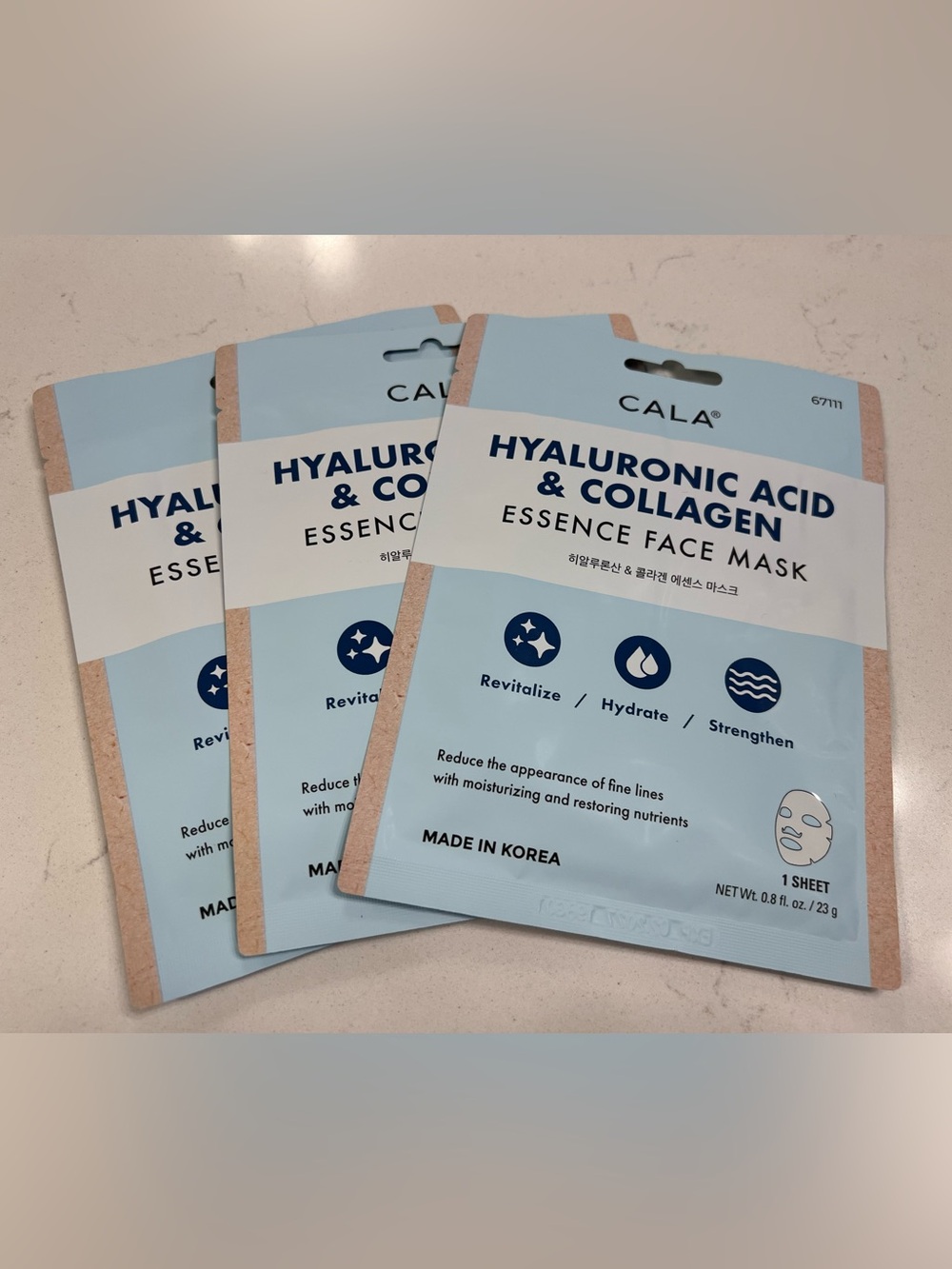 CALA Hyaluronic Acid & Collagen Essence Face Masks - (3) Pack NEW